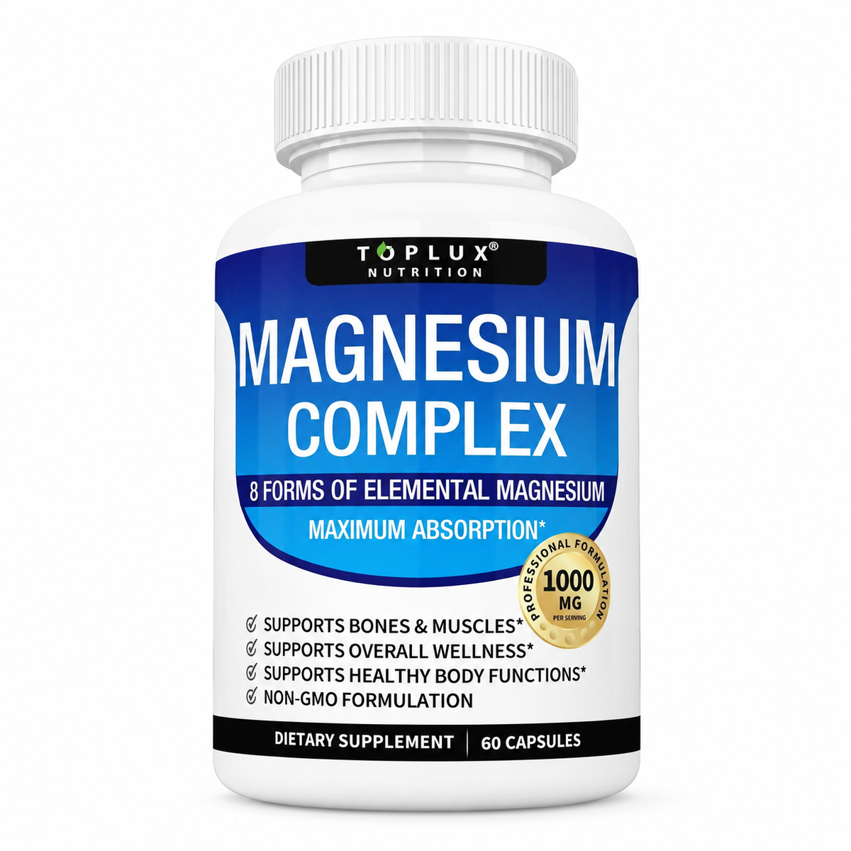 Magnesio Complex 8 en 1 – Magnesio de Espectro Completo 1000mg (60 Cápsulas)
